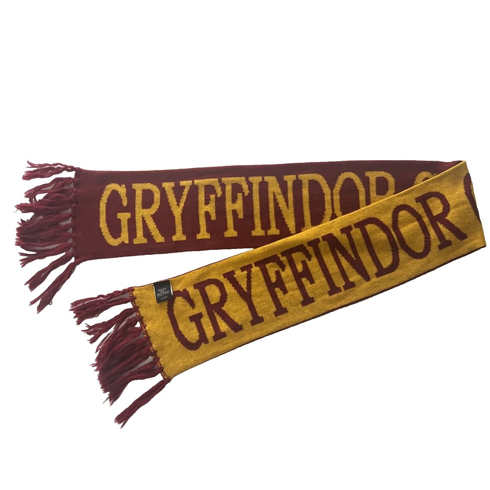 Harry Potter Scarf Gryffindor Fringe Wizarding World Maroon Yellow‎ Spellout